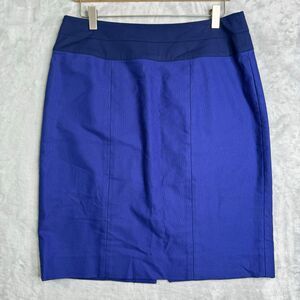 CAbi Skirt Womens 10 Blue Pencil Straight Style 934 Cotton Stretch Career Work